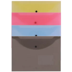 پوشه دکمه دار پاپکو کد 116 جیب دار سایز A4 رنگ جورشفاف